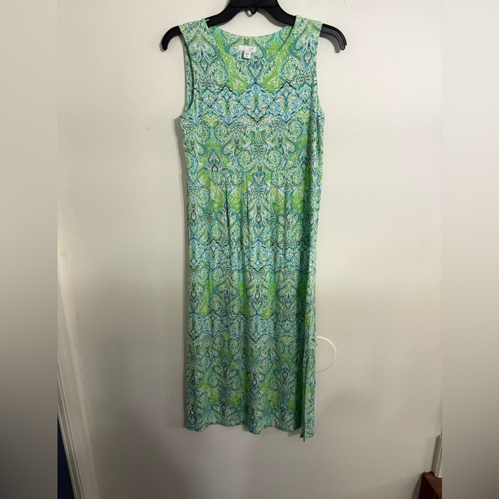 J. Jill Green and Blue Sleeveless Sheath Dress Size XSmall